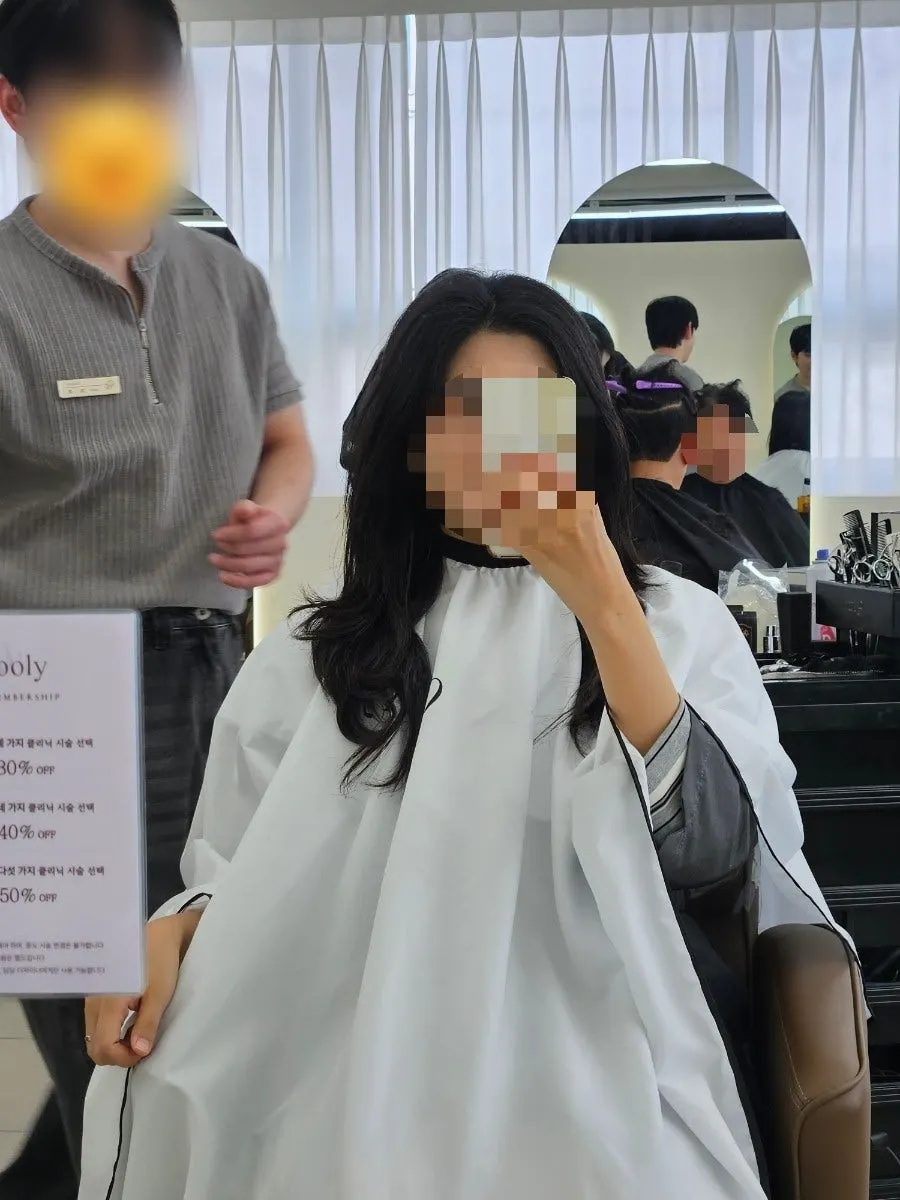 커트 전 모발 상태 확인 모습
