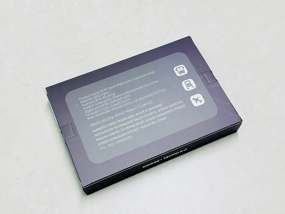 Storage layout of the Packly passport wallet prepared for travel