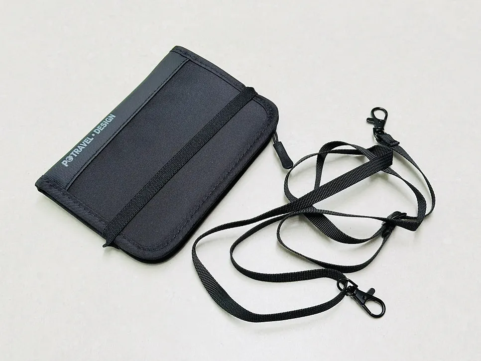 Crossbody strap on the Packly passport wallet
