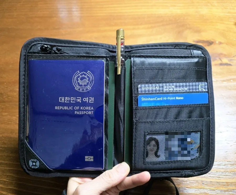 Inside of the Packly wallet with passport slots filled