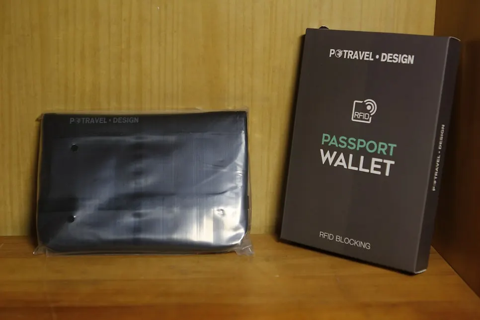 RFID-blocking wallet prepared for storing cards while traveling