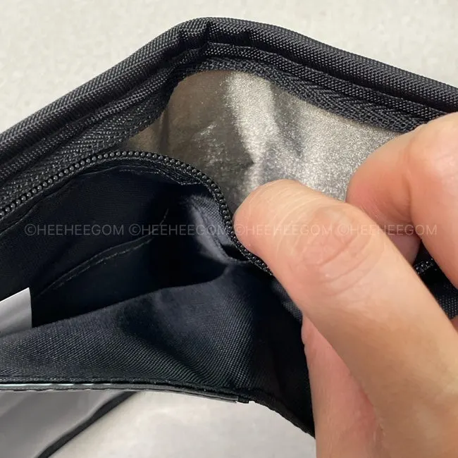 Passport and card storage space in the Packly travel wallet
