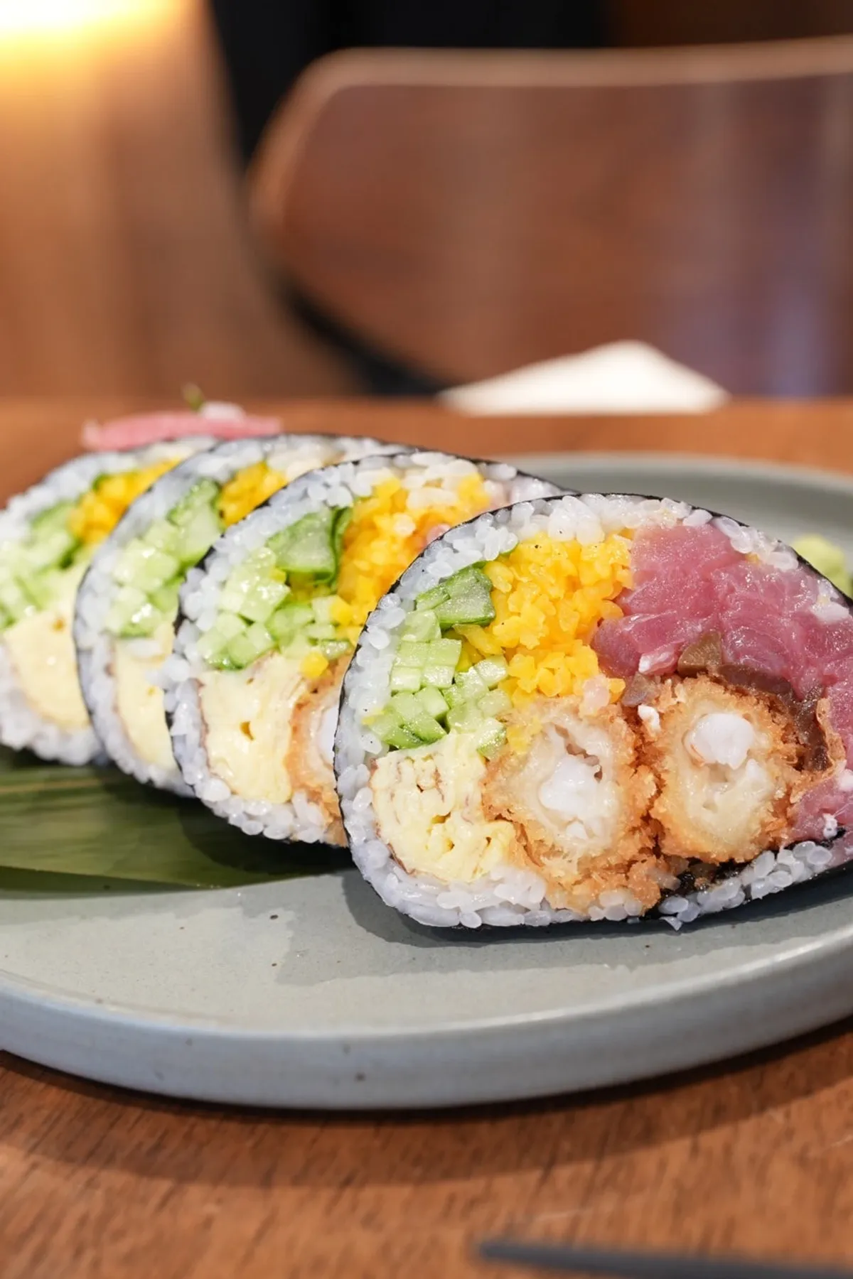 A plate of Padong's large futomaki
