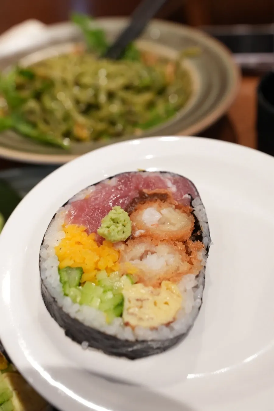 A plate of futomaki, filling enough on its own
