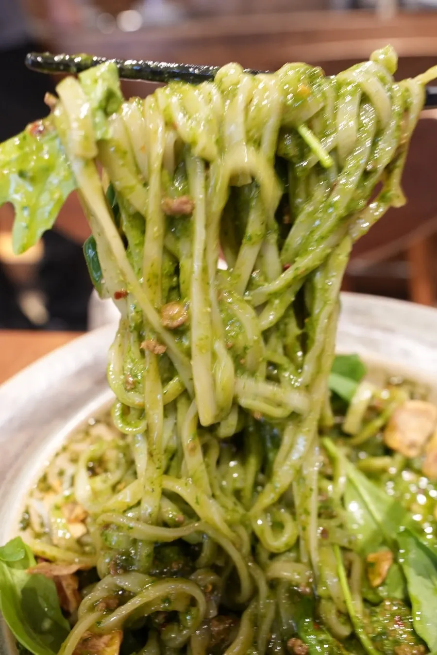 Soba noodles infused with basil aroma