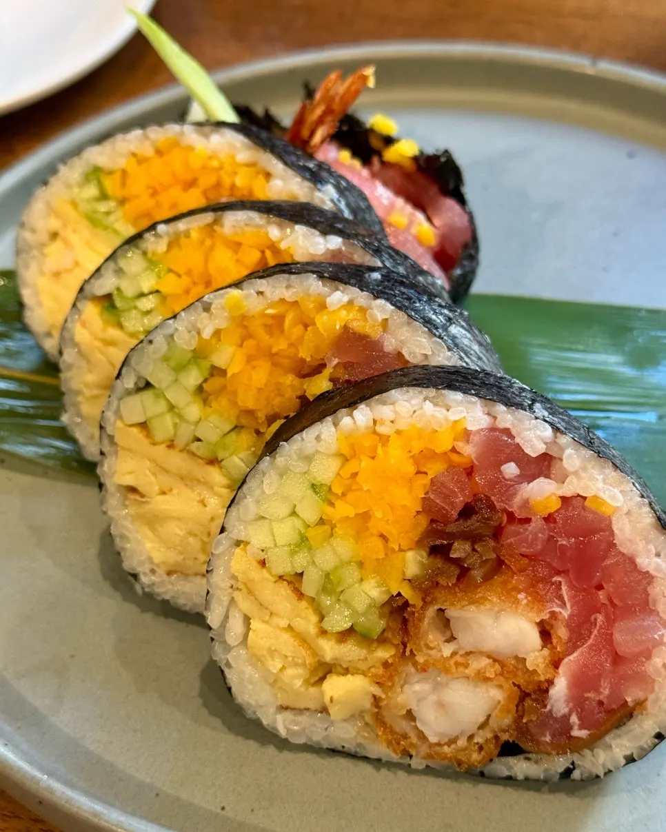 Padong's oversized futomaki served on a plate