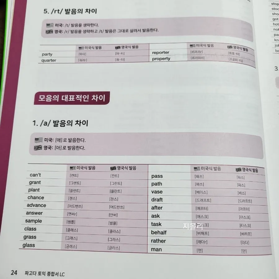 토익 LC 발음 차이 학습 구성