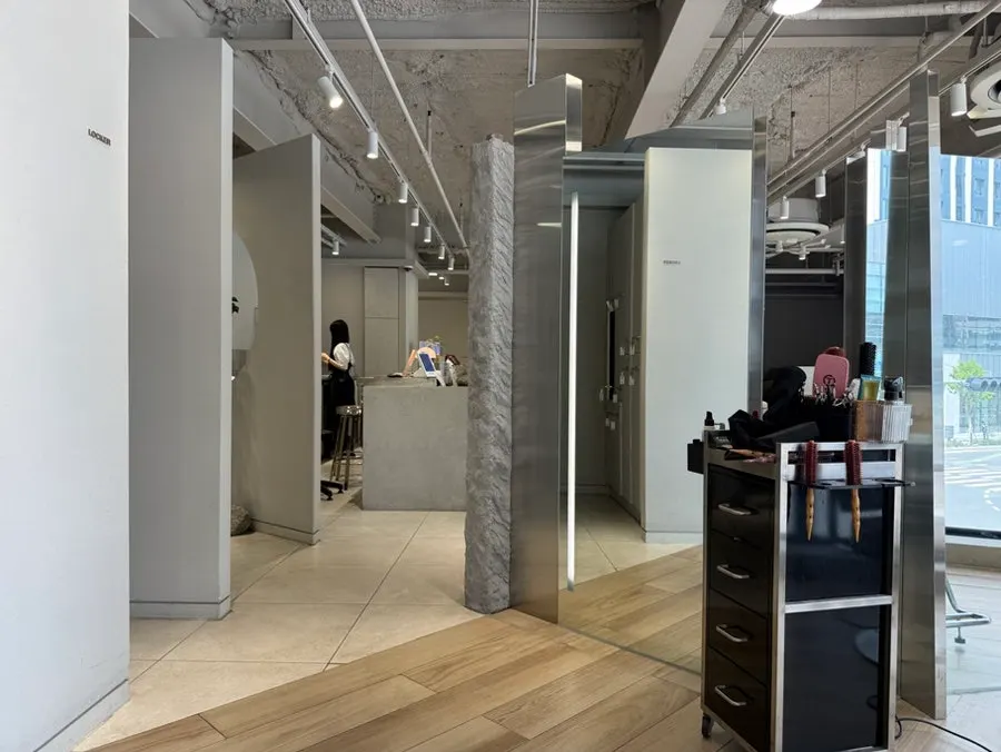 Light-gray hair salon interior