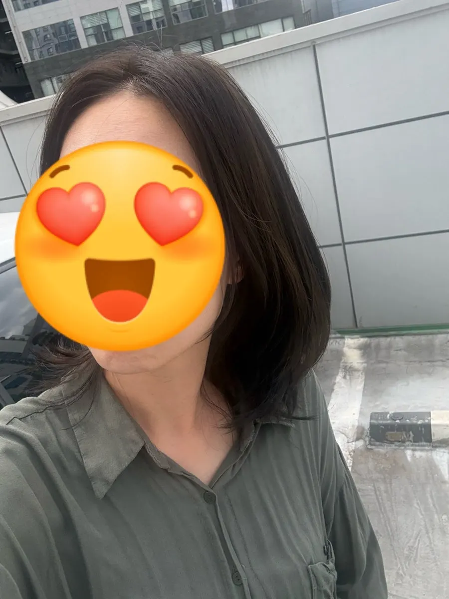 Hair neatly settled after coloring