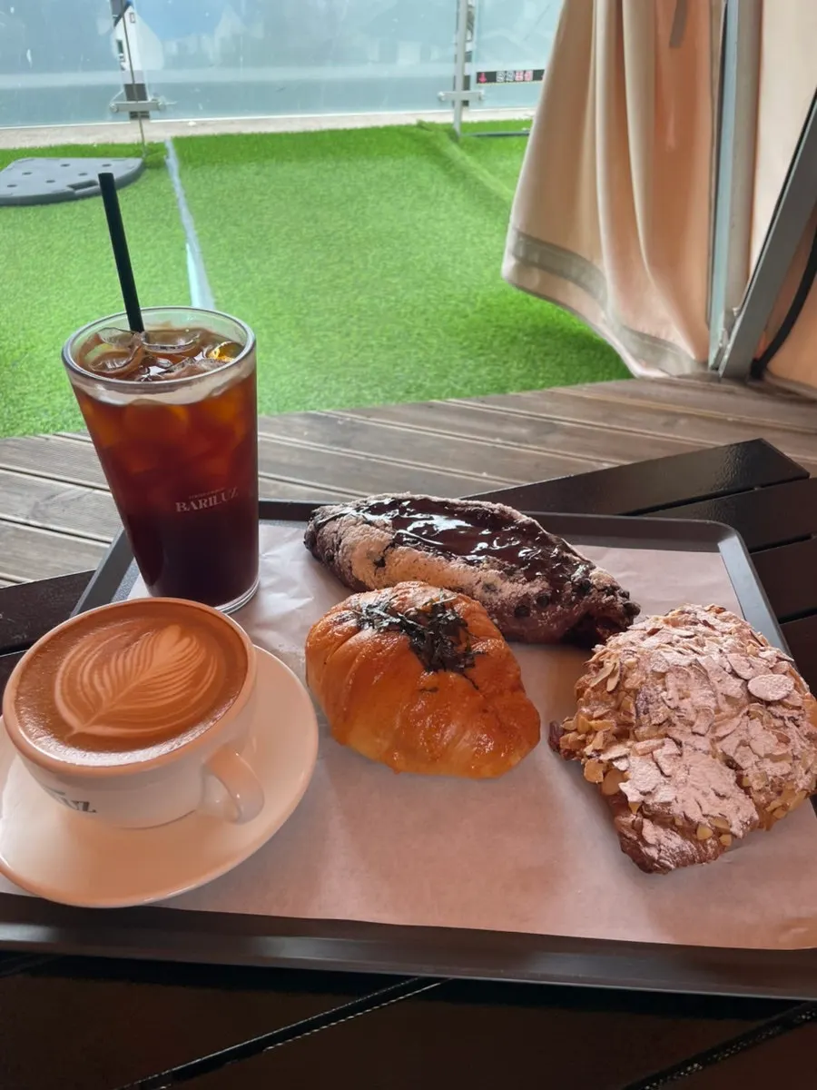 Coffee and bread on the terrace table
