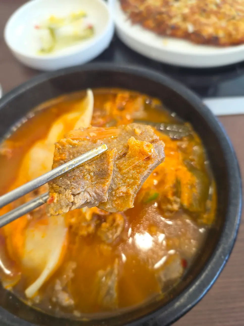 A bowl of 1++ hanwoo-loaded hanwoo jjabagi