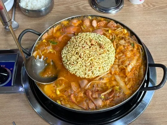 Generous budae jjigae with assorted add-ins