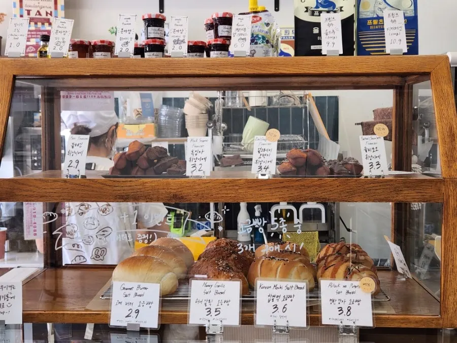 Display case with sandwiches