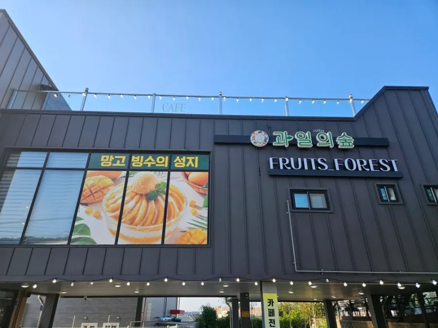 心鶴山グルメ通りの果物の森 坡州直営店の建物外観