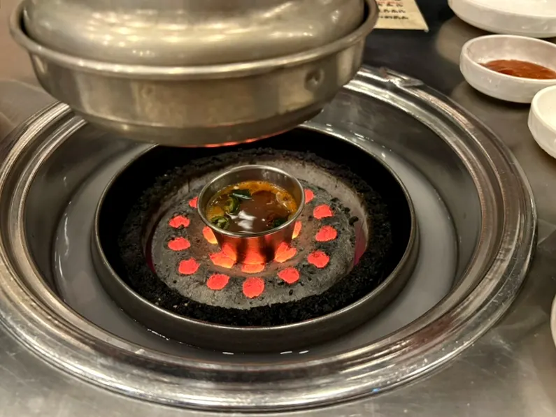 Meljeot sauce placed over charcoal