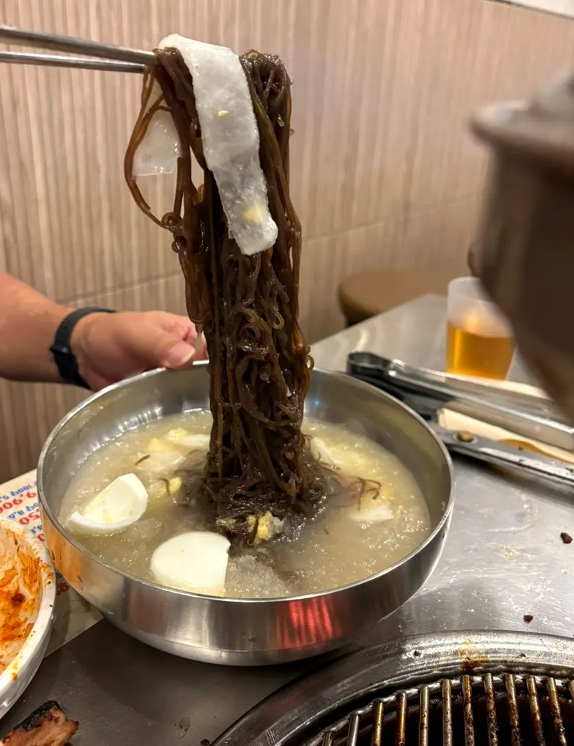 Chewy noodles and cold noodle broth