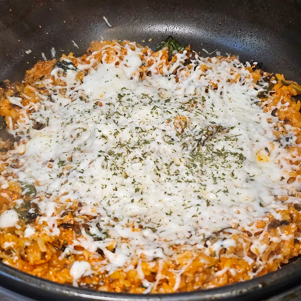 A spoonful of moist, well-fried cheese fried rice