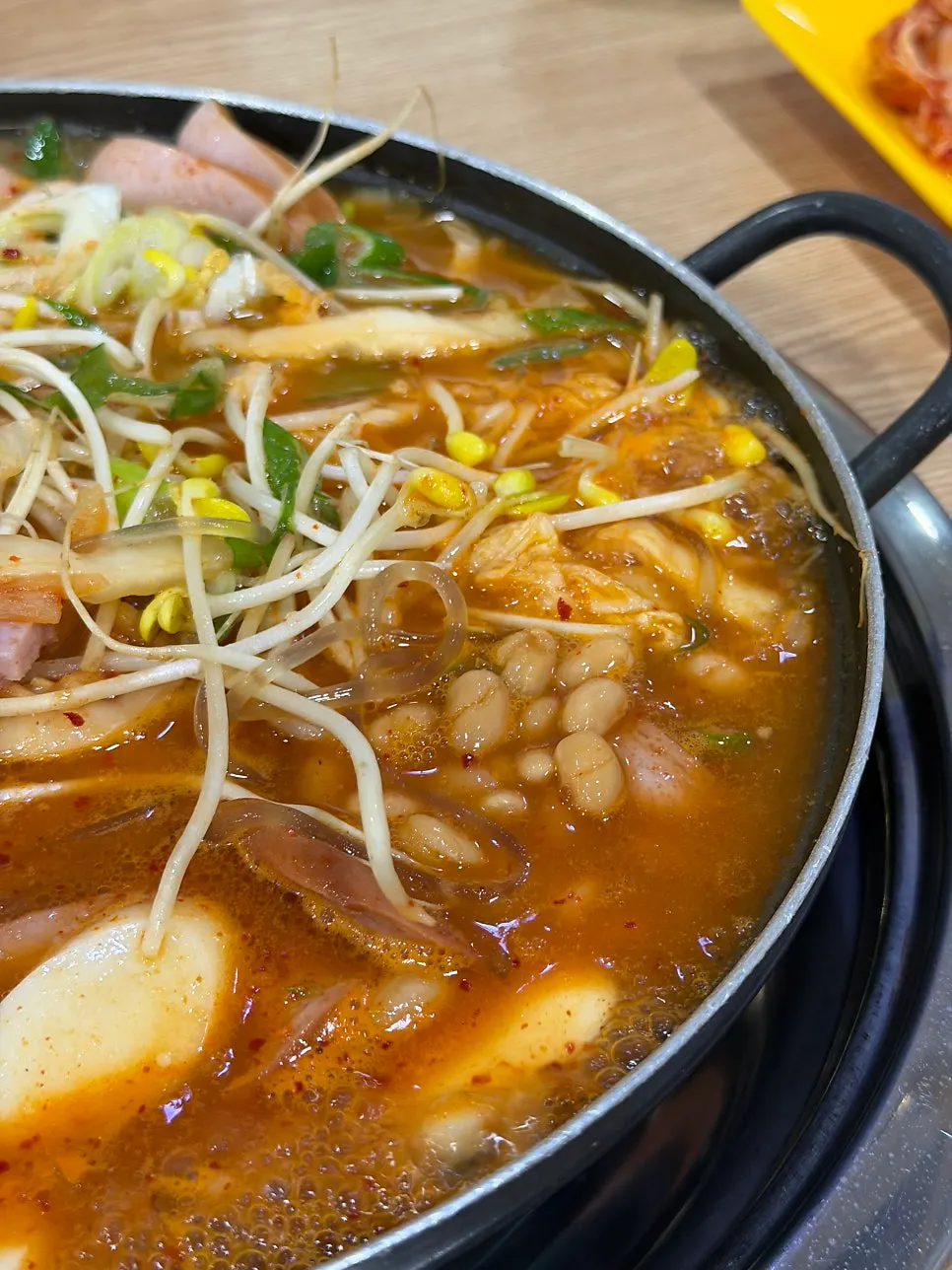 Uijeongbu-style budae jjigae topped with baked beans
