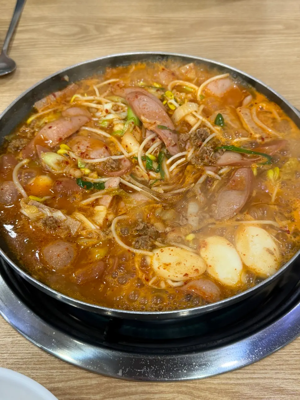 Budae jjigae broth boiled down rich and thick