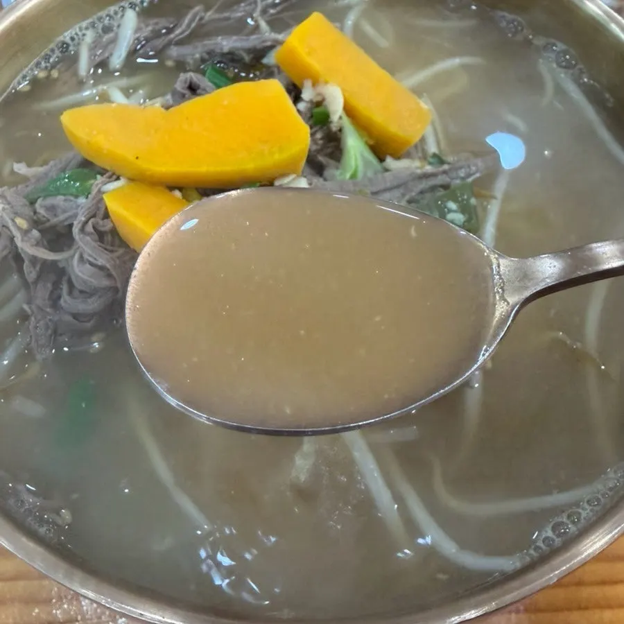Doenjang guksu broth and noodles