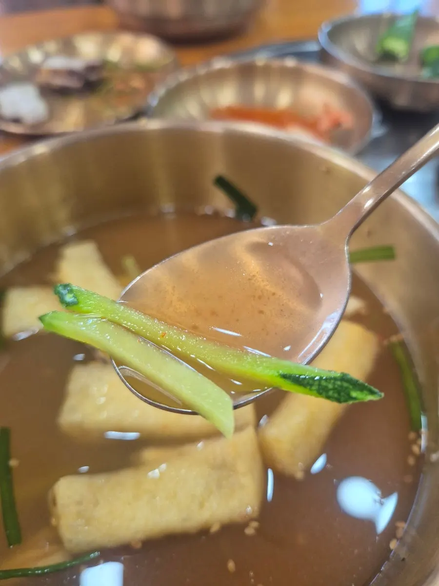 Janchi guksu with clear, clean broth