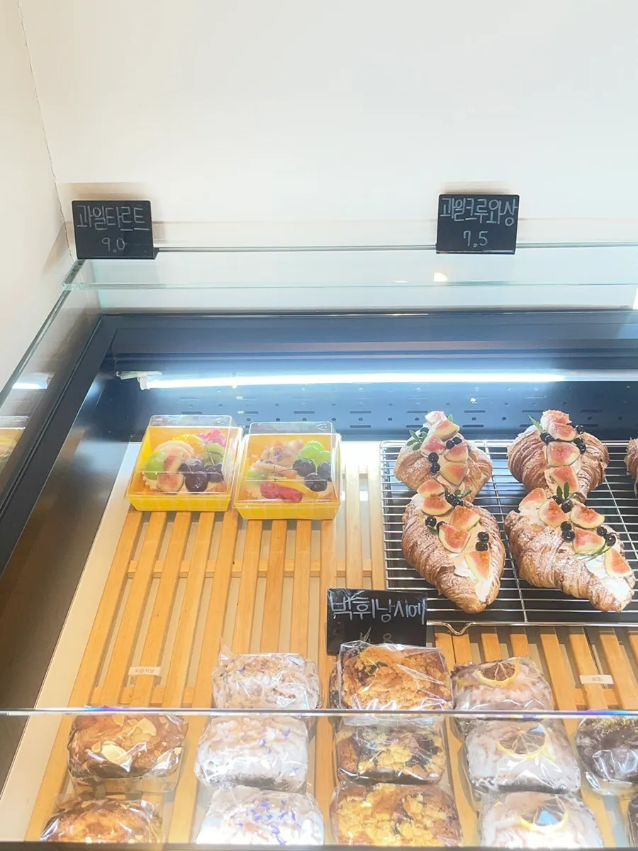 Bread shelf with the double choco bread we picked