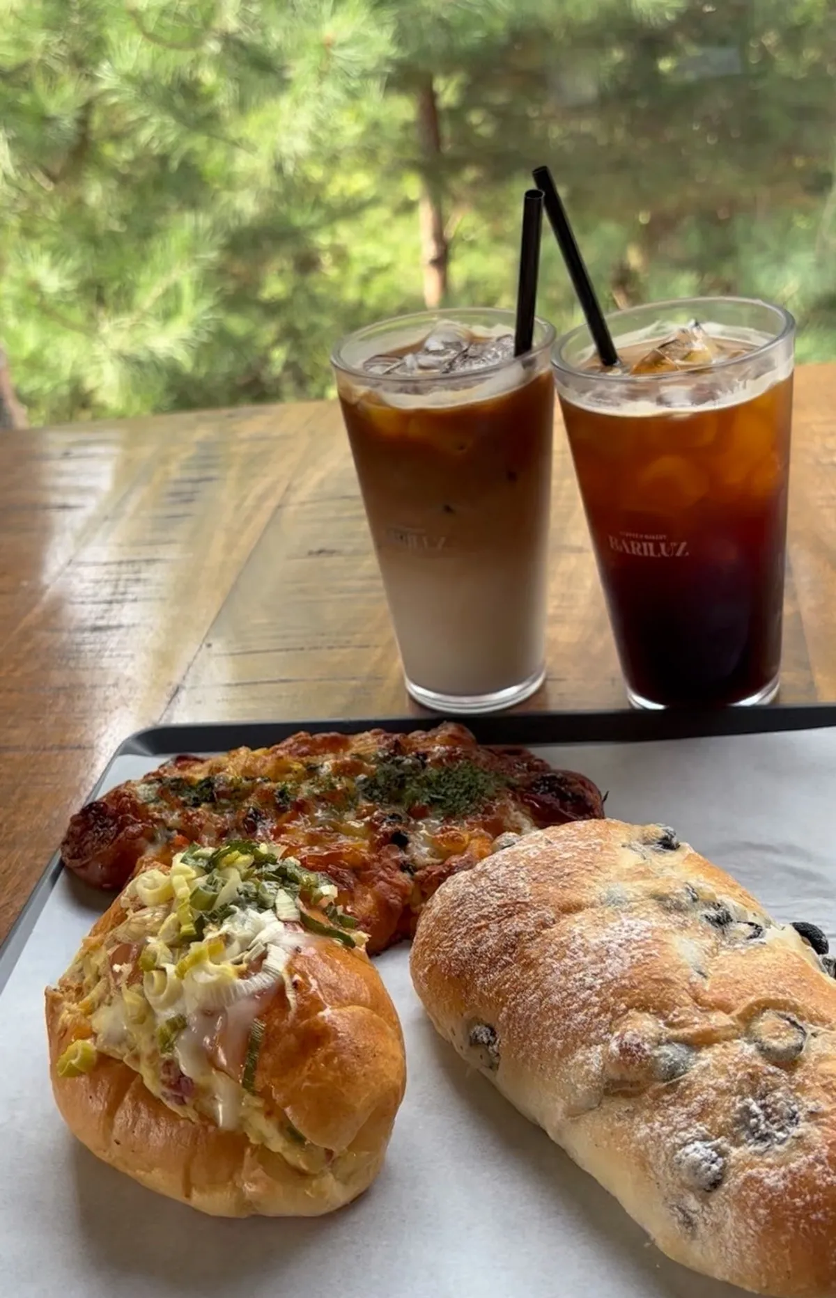 The coffee and bakery items ordered