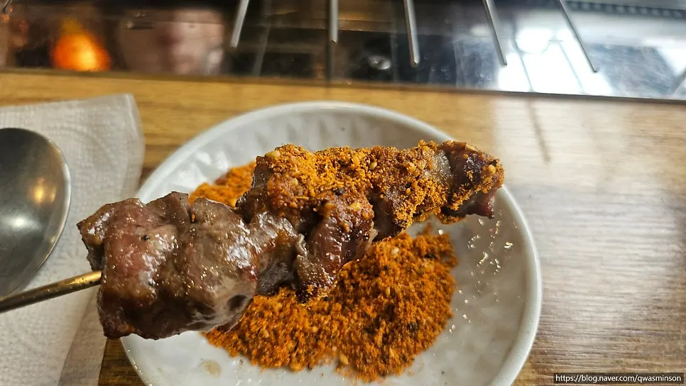 다 익은 양꼬치 클로즈업