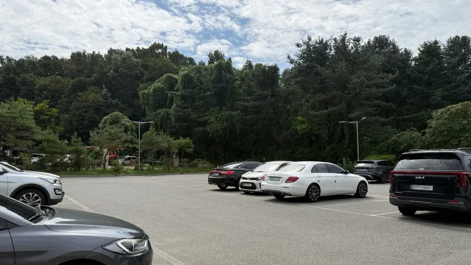 Free parking lot in front of On the Rail