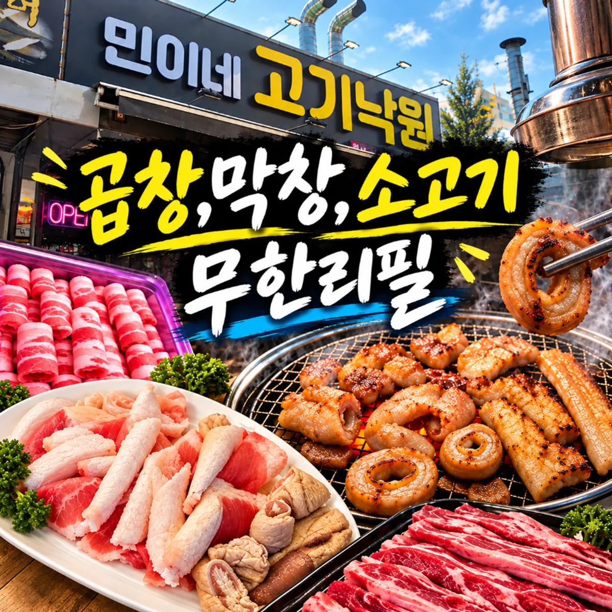 파주 민이네 고기낙원 무한리필 고기 상차림