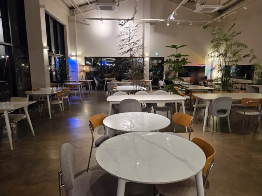 Exterior of On the Rail café in Munsan, Paju, visited at night