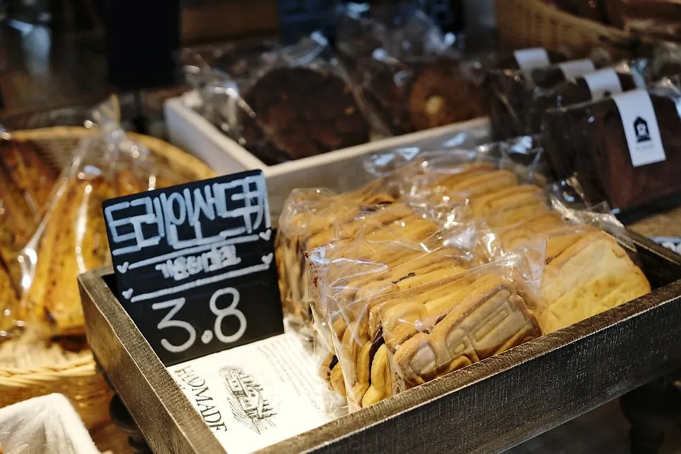 Bread and cookies at the bakery counter of On the Rail