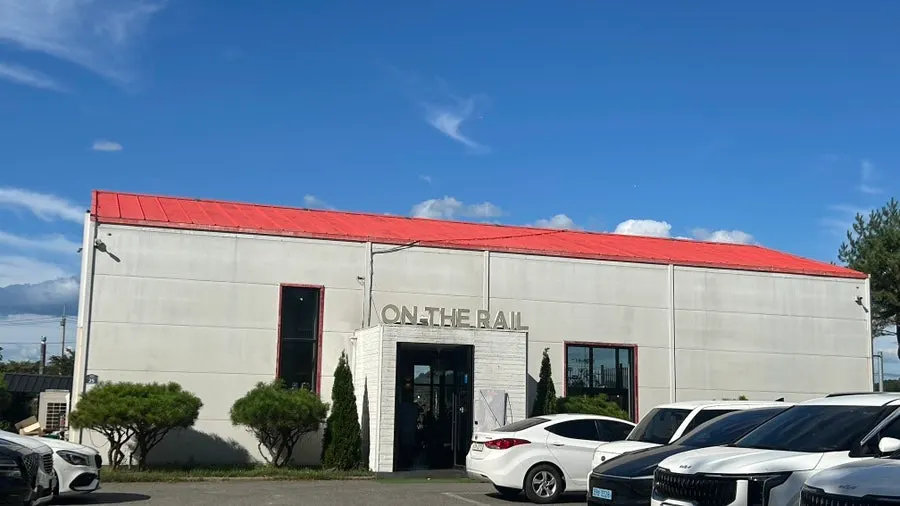 View of the Gyeongui-Jungang Line tracks in front of the café