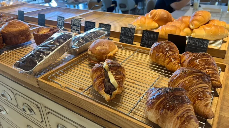 Americano, earl grey pound cake, and train cookies