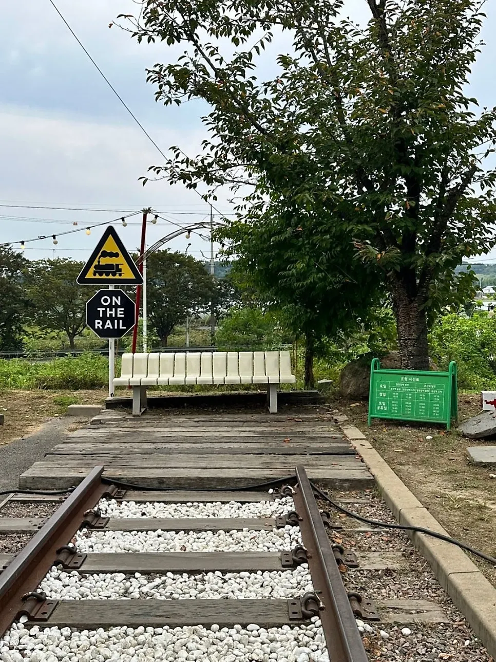 Railway photo zone in the café's outdoor area