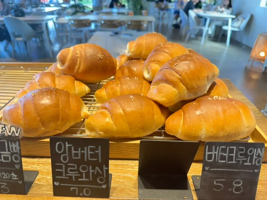 Bakery corner with salt bread and croissants