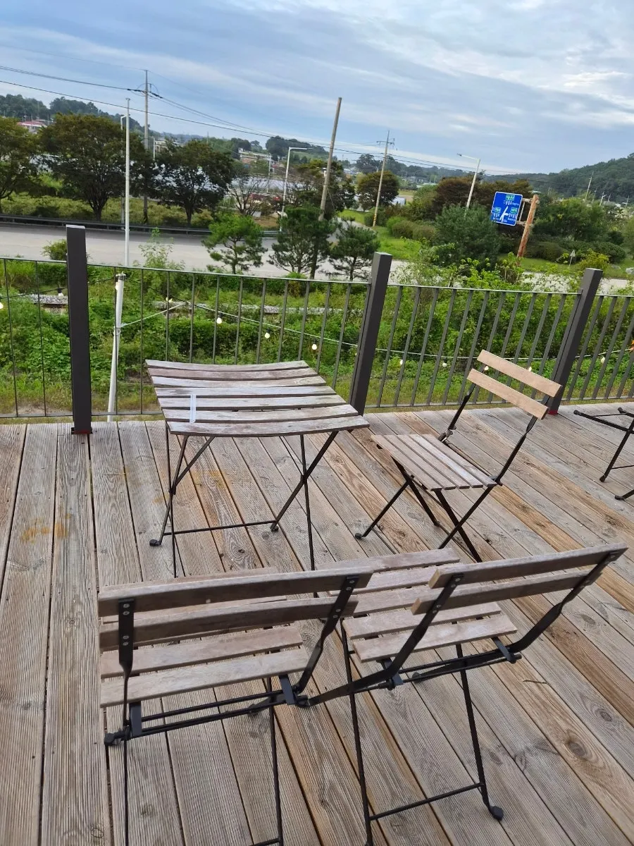 1st-floor outdoor seating area at On the Rail