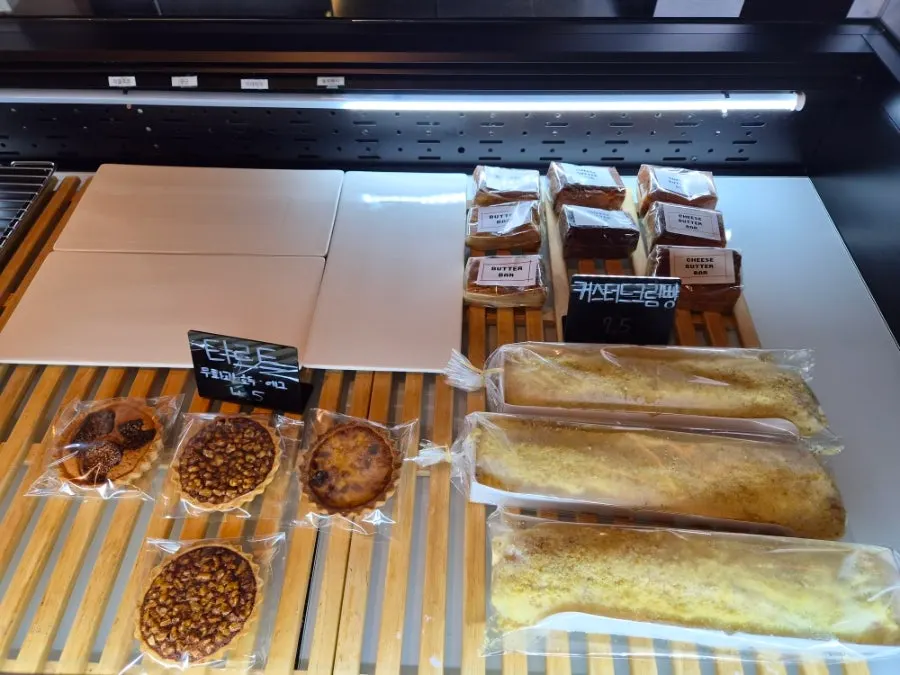Salt bread on display in the bakery case