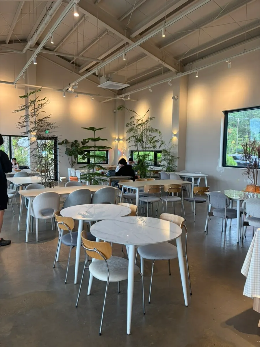Indoor seating and tables at On the Rail
