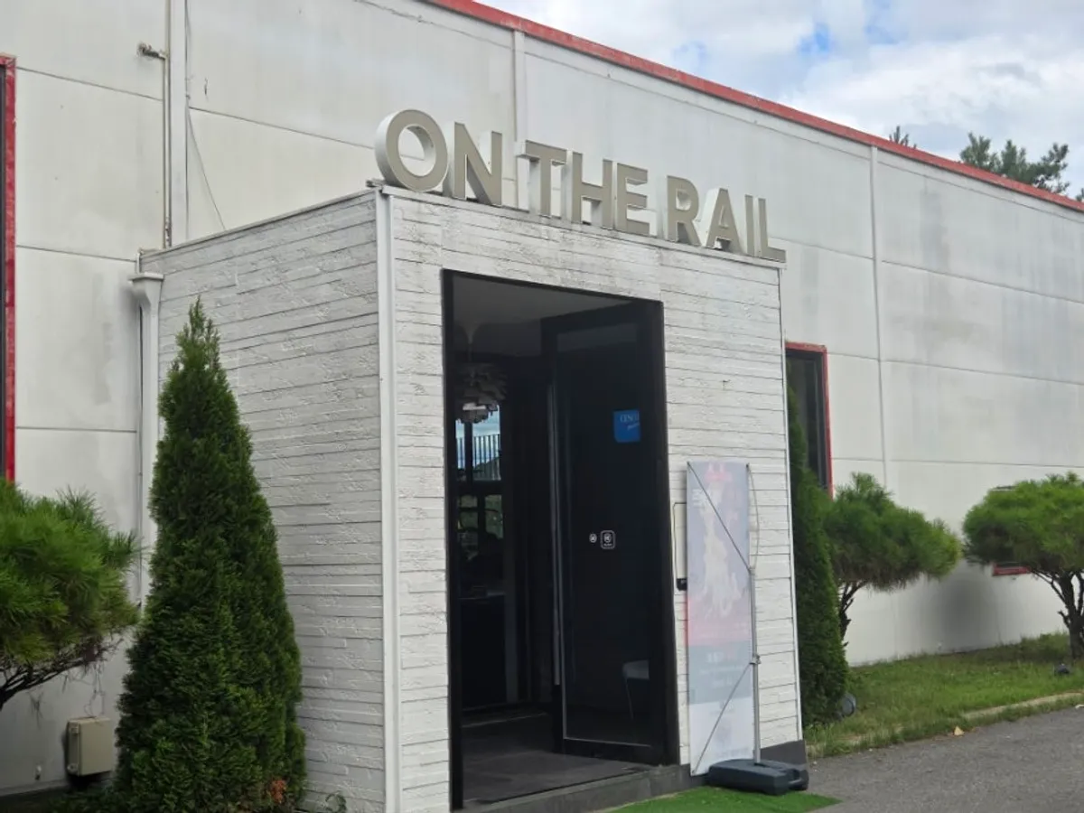 View of On the Rail, an outdoor café in Paju beside the railway tracks