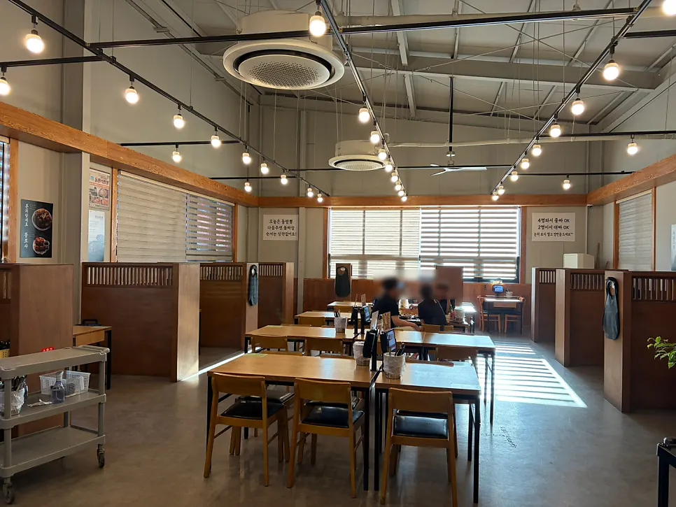 Partitioned seating inside the restaurant