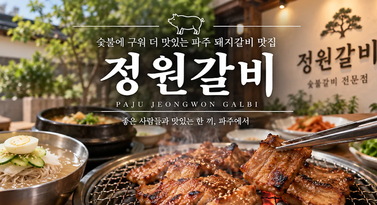 Main image of the pork rib table setting at Jeongwon Galbi in Paju
