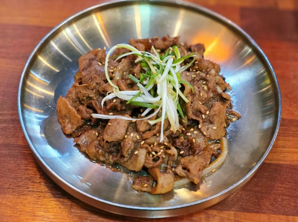 A plate of soy-based pork bulgogi