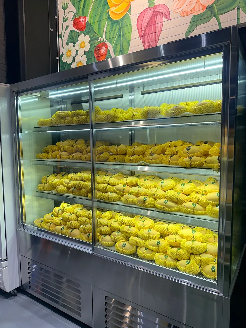 Fruit display on one side of the Fruit Forest store