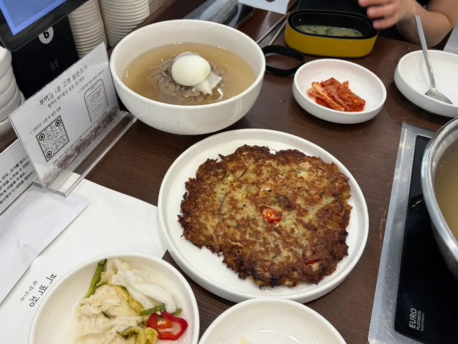 Lifting up the noodles of the Pyeongyang mul-makguksu