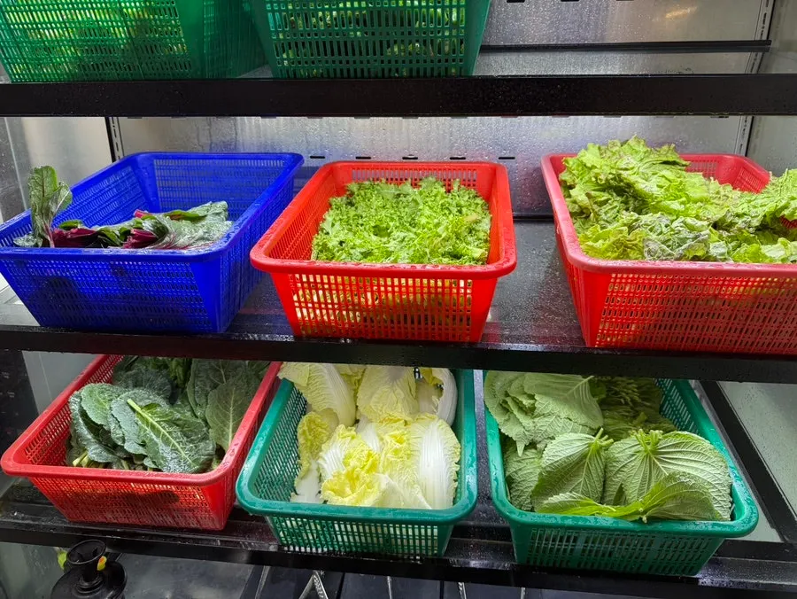 Multiple varieties of ssam vegetables on display