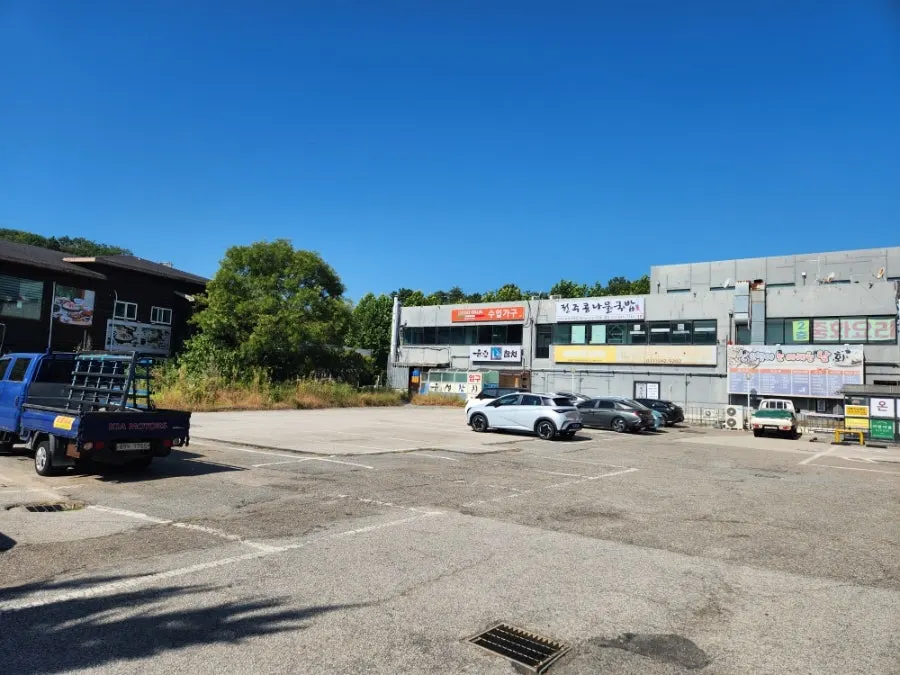 Building exterior with private parking lot