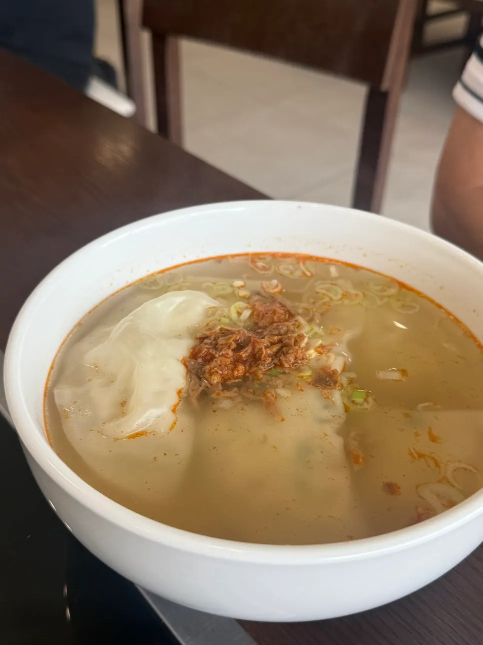 Neatly served mandu soup meal