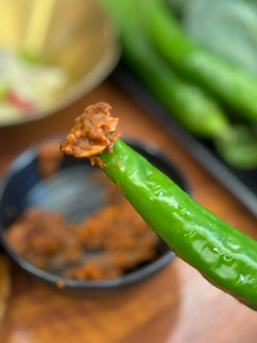 Korean set meal with ssam vegetables