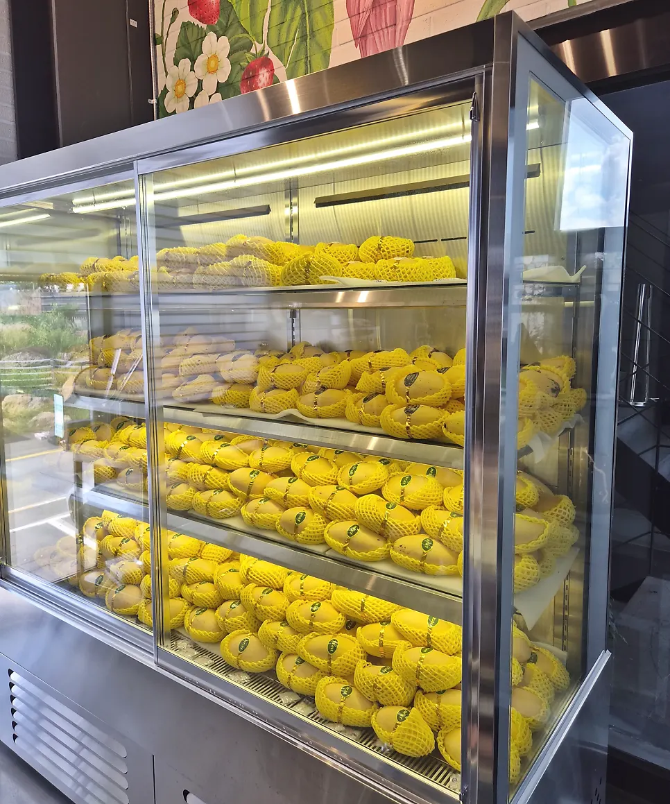Fruit for sale stocked in the refrigerator
